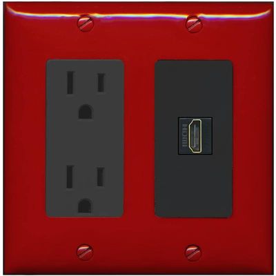 RiteAV Custom HDMI Wall Plate 1 Port - Outlet [Red/Black]