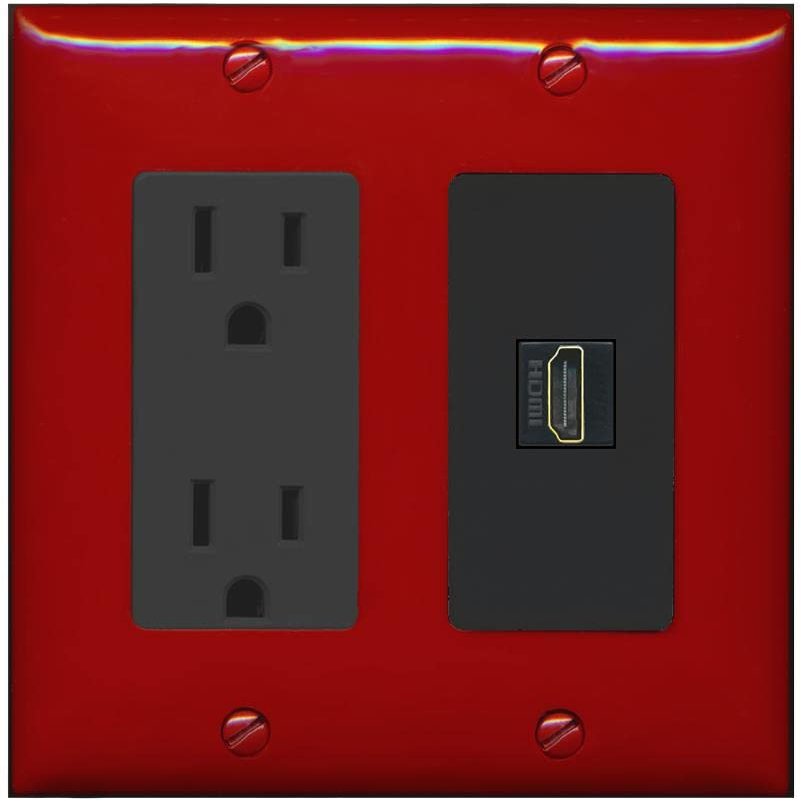 RiteAV Custom HDMI Wall Plate 1 Port - Outlet [Red/Black]