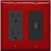 RiteAV Custom HDMI Wall Plate 1 Port - Outlet [Red/Black] view 1