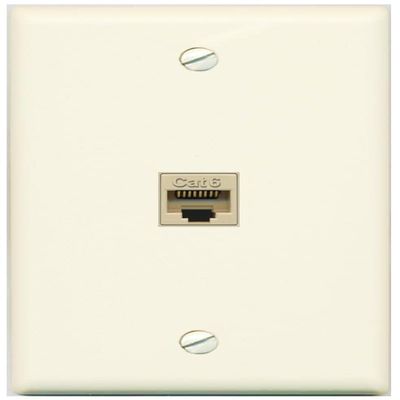 RiteAV 1 Gang Cat6 Ethernet Wall Plate - Light Almond 1 Port