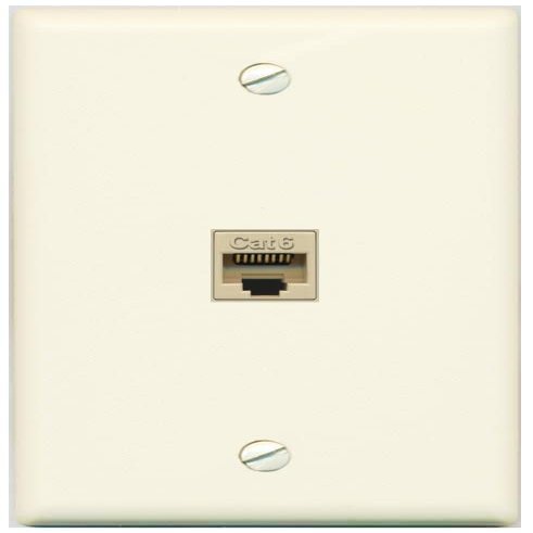 RiteAV 1 Gang Cat6 Ethernet Wall Plate - Light Almond 1 Port