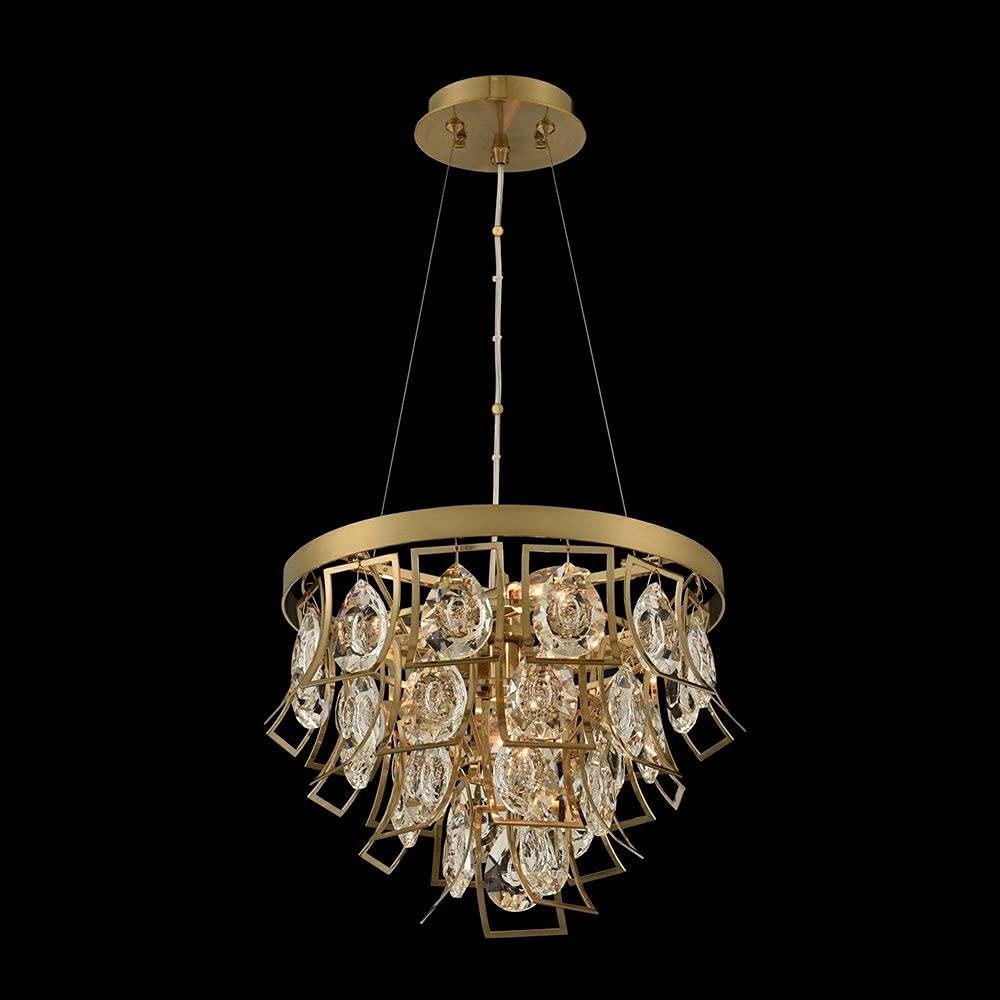 Allegri 031950-039-FR001 Carmella - Four Light Adjustable Pendant, Brushed Brass Finish with Firenze Clear Crystal