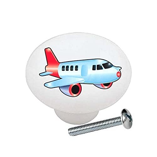 Airplane - Transportation Kids Room - DECORATIVE Glossy CERAMIC Cupboard Cabinet PULLS Dresser Drawer KNOBS