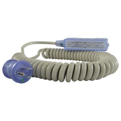 Conntek 29441-AS Medical Grade Powerstrip with Coiled Cord, (8 Feet)
