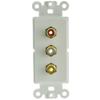 ACL Decora 3 RCA Couplers (Red/White/Yellow), RCA Female Wall Plate Insert, White, 3 Pack view 1