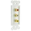 ACL Decora 3 RCA Couplers (Red/White/Yellow), RCA Female Wall Plate Insert, White, 3 Pack view 3