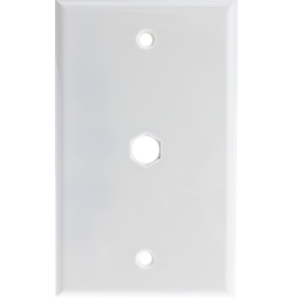ACL 1 hole for F-pin Connector Wall Plate, White, 2 Pack