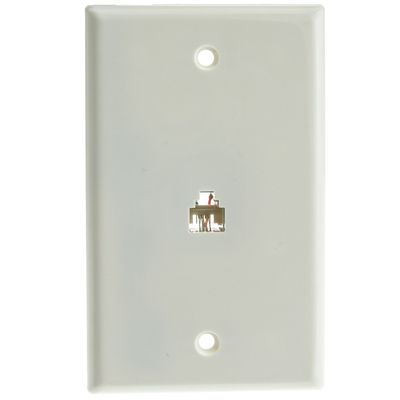 ACL 2 Line Telephone Wall Plate, RJ11, 4 Conductor, White, 4 Pack