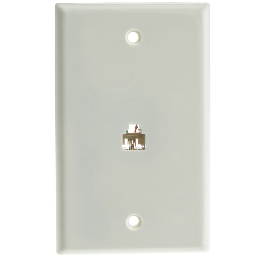 ACL 2 Line Telephone Wall Plate, RJ11, 4 Conductor, White, 4 Pack