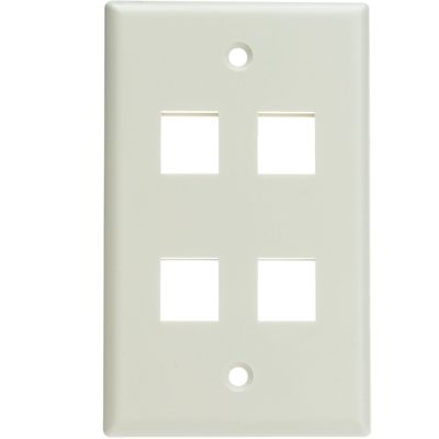 ACL Keystone 4 Port, Single Gang Wall Plate, White, 4 Pack