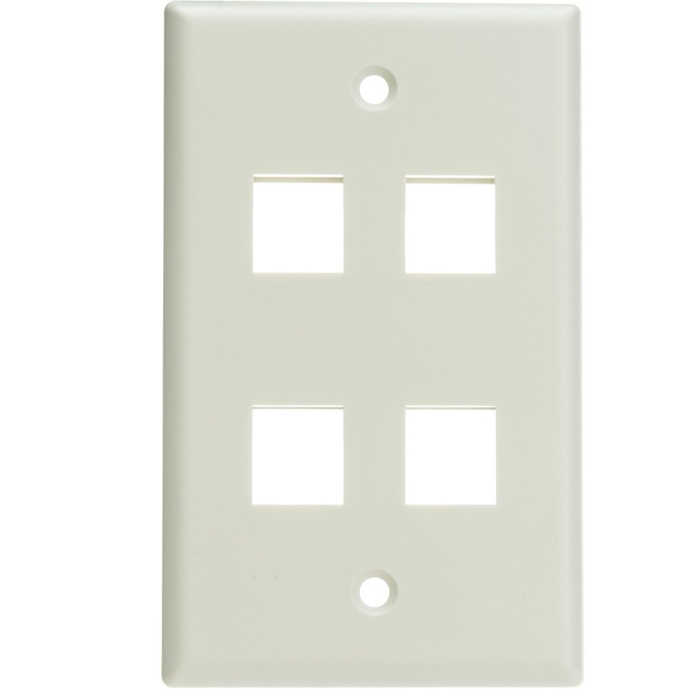 ACL Keystone 4 Port, Single Gang Wall Plate, White, 4 Pack