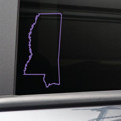 Mississippi Vinyl Decal Laptop Car Truck Bumper Window Sticker, 6.5" x 4", Purple