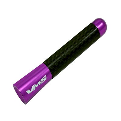VMS RACING Purple with Black Real Carbon Fiber CNC Machined Billet Aluminum Short 3" inch Antenna Compatible with KIA