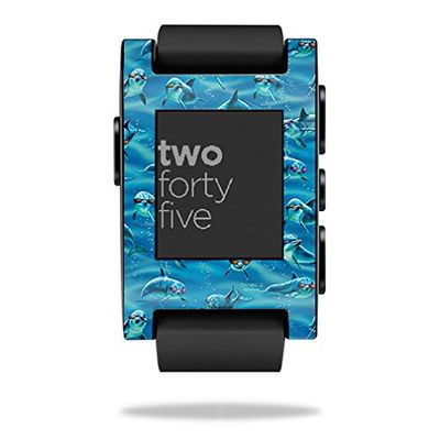 MightySkins Skin Compatible with Pebble Smart Watch Dolphin Gang | Protective, Durable, and Unique Vinyl Decal wrap Cover | Easy to Apply, Remove, and Change Styles | Made in The USA