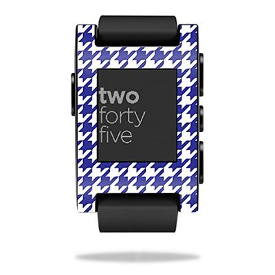 MightySkins Skin Compatible with Pebble Smart Watch  Blue Houndstooth | Protective, Durable, and Unique Vinyl Decal wrap Cover | Easy to Apply, Remove, and Change Styles | Made in The USA