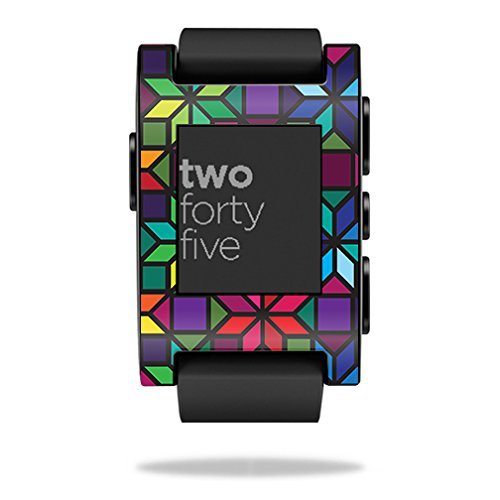 MightySkins Skin Compatible with Pebble Smart Watch Stained Glass Window | Protective, Durable, and Unique Vinyl Decal wrap Cover | Easy to Apply, Remove, and Change Styles | Made in The USA