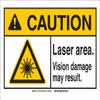 Brady 144536 Radiation and Laser Sign, Non-Reflective, Aluminum, 7" x 10" x 0.035", Black/Yellow On White view 1