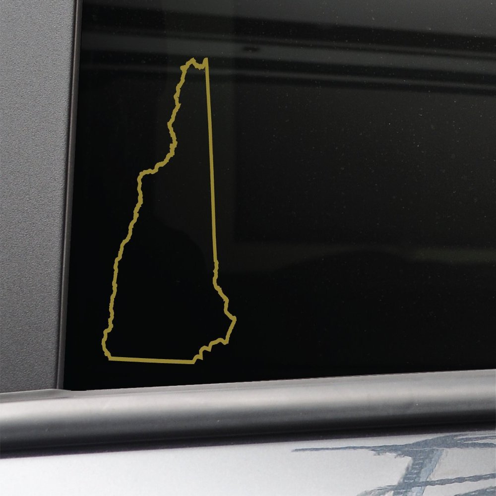 Nashville Decals New Hampshire Vinyl Decal Laptop Car Truck Bumper Window Sticker, 6.5" x 3.5", Metallic Gold Matte