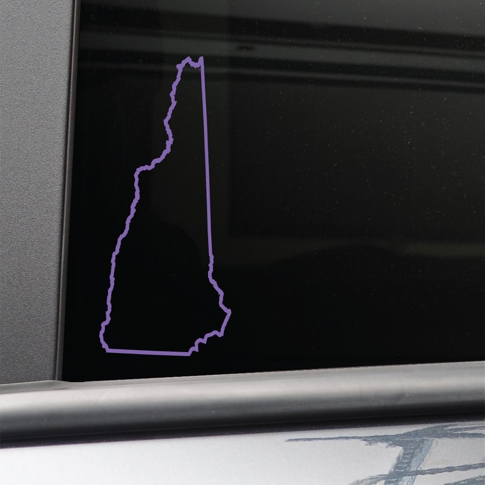 New Hampshire Vinyl Decal Laptop Car Truck Bumper Window Sticker, 6.5" x 3.5", Purple