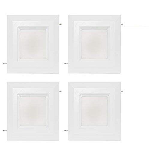 Westgate 15 Watt 6" Inch Recessed Lighting Kit with Baffle Trim - Square Shaped LED Retrofit Downlight - Premium Dimmable Light Fixture - Best Ceiling Lights - ETL Listed (2700K Warm White 4 Pack)
