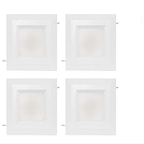 Westgate 15 Watt 6" Inch Recessed Lighting Kit with Baffle Trim - Square Shaped LED Retrofit Downlight - Premium Dimmable Light Fixture - Best Ceiling Lights - ETL Listed (5000K Bright White 4 Pack)
