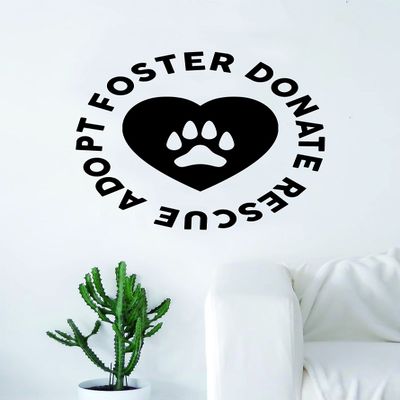 Boop Decals Adopt Foster Donate Rescue Dog Puppy Wall Decal Sticker Room Art Vinyl Beautiful Animal Shelter Pet Vet Paw Print Heart Love