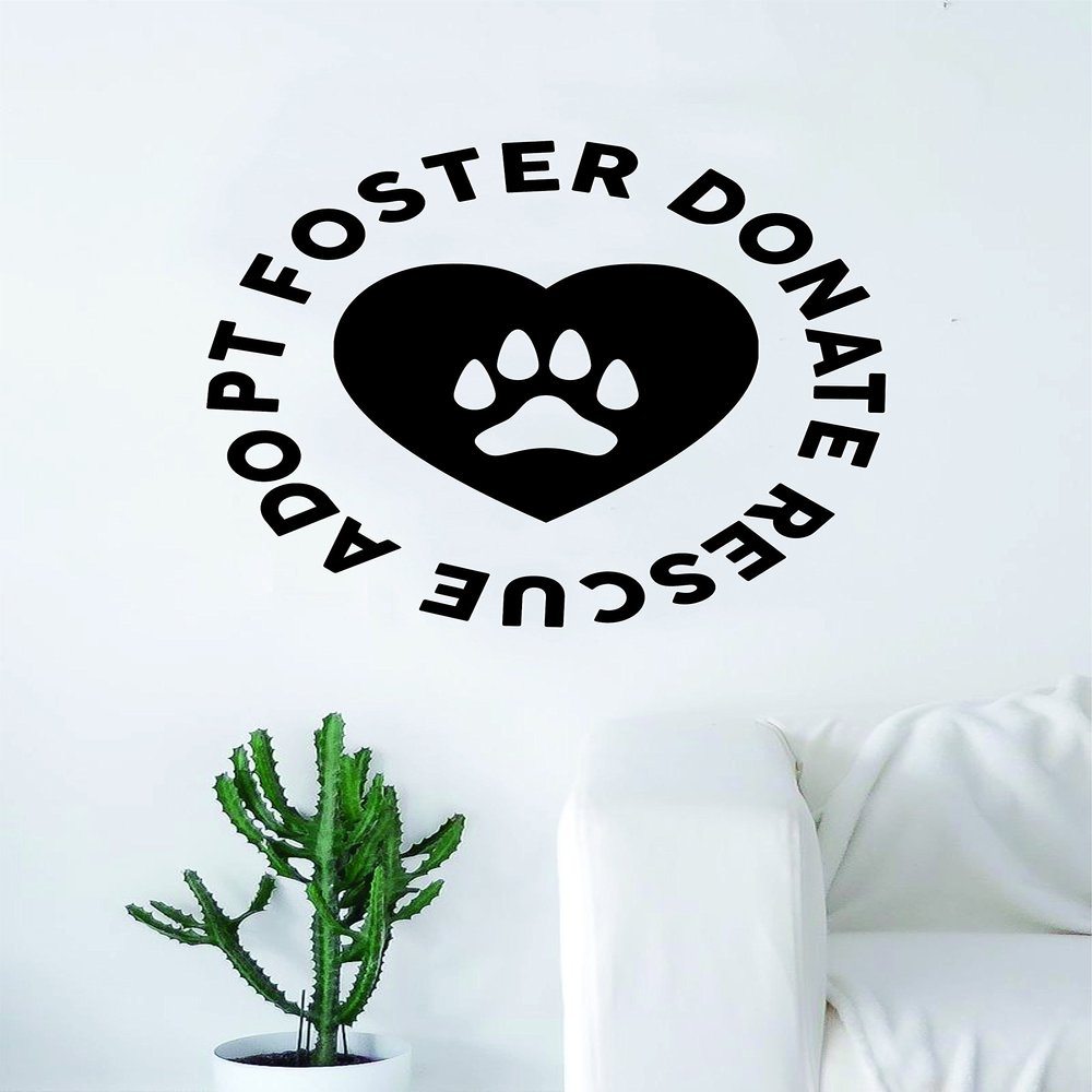 Boop Decals Adopt Foster Donate Rescue Dog Puppy Wall Decal Sticker Room Art Vinyl Beautiful Animal Shelter Pet Vet Paw Print Heart Love