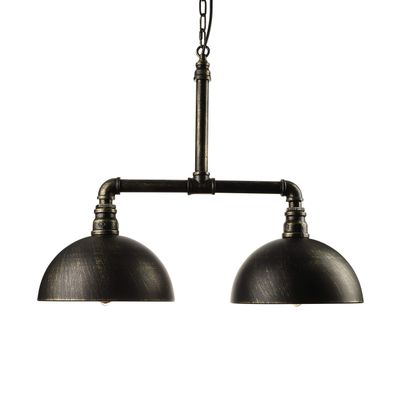 RUNNUP Industrial 25" Width Vintage Retro Hanging Steam Punk Dome Shaped Island Light in Black Finish 2 Lights