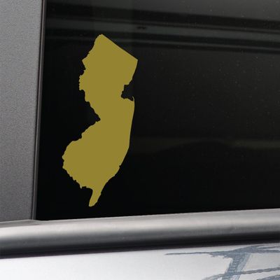 New Jersey Vinyl Decal Laptop Car Truck Bumper Window Sticker, 6.5" x 3.5", Metallic Gold Matte