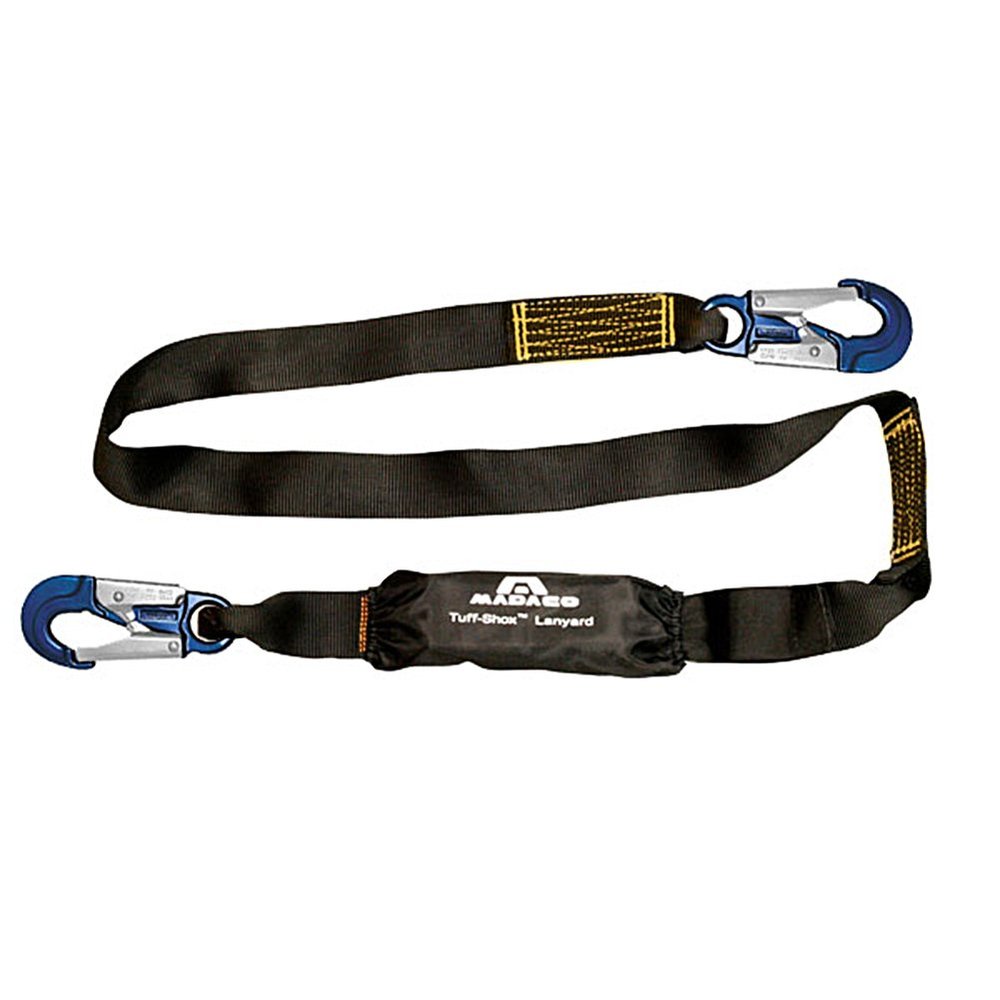 Madaco Roof Construction Fall Protection Heavy Duty Industrial Safety Internal Shock Absorbing Pack 4FT Snap Hook Lanyard ANSI OSHA L-613-02B-AL-4