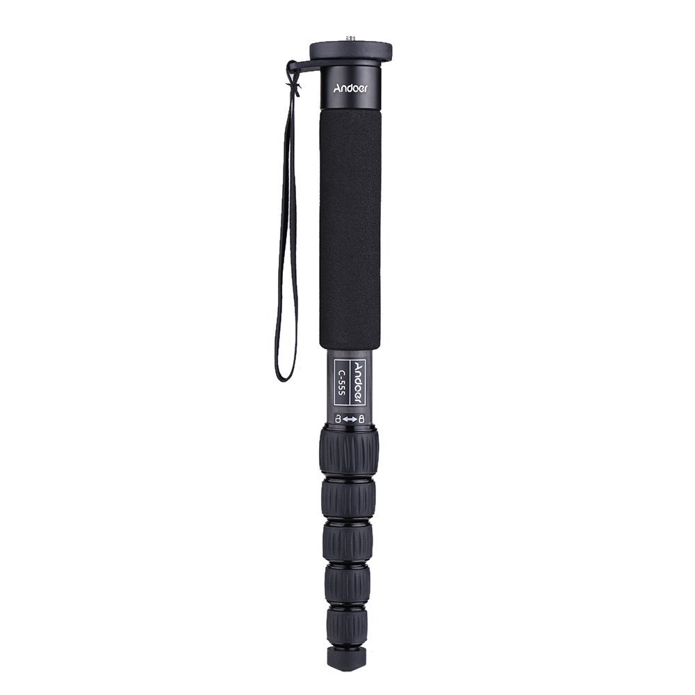 Andoer C-555 155cm/5.1ft Carbon Fiber Camera Monopod Unipod Stick 6-Section with Carry Bag Max. Load 10kg/22Lbs for Nikon Canon Sony A7 Pentax Camcorder Video Stuido Photography