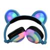 4 Modes LED Music Lights Earphone Gaming Foldable Bear Ear Rechargeable Headset (Blue) view 2
