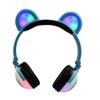 4 Modes LED Music Lights Earphone Gaming Foldable Bear Ear Rechargeable Headset (Blue) view 3