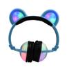 4 Modes LED Music Lights Earphone Gaming Foldable Bear Ear Rechargeable Headset (Blue) view 4