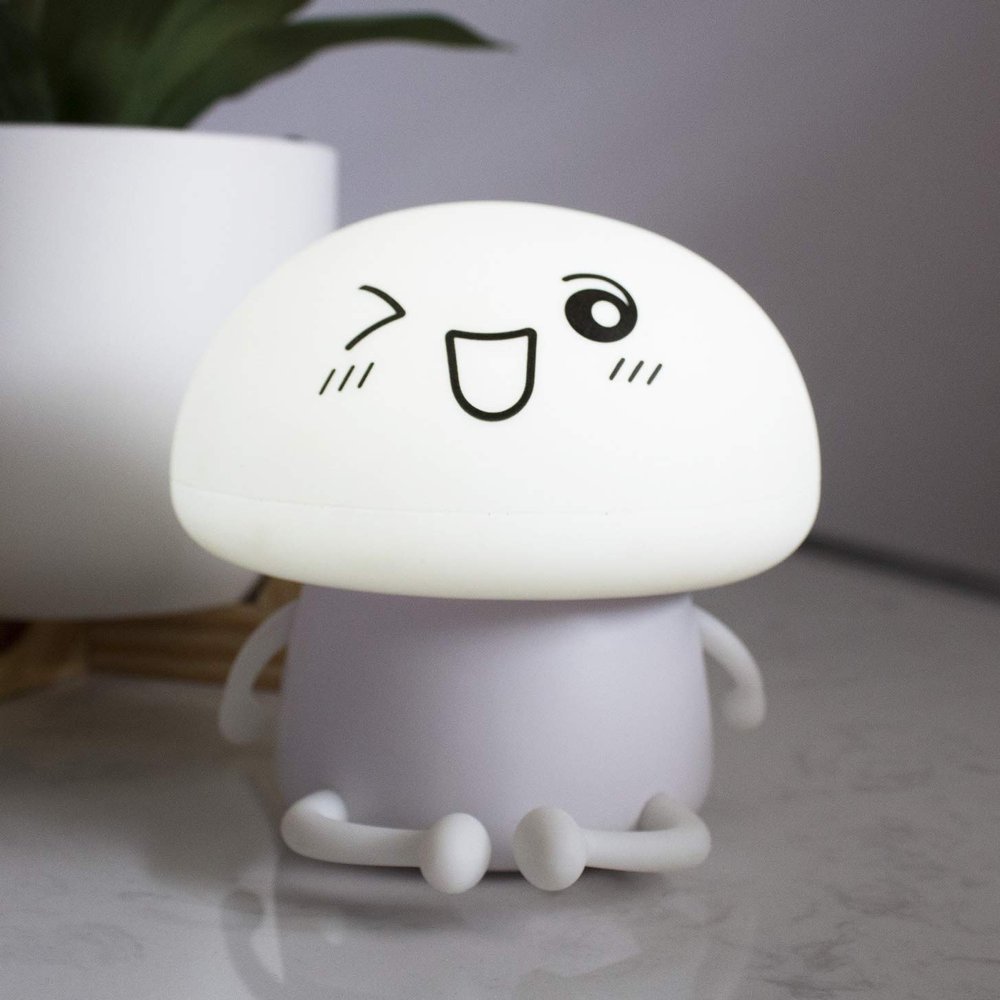 LuxLumi Mushroom Buddy LED Touch Night Light Silicone Dimmable Touch Battery Operated for Kids Room Baby Nursery Toddler Girls Boys Halloween