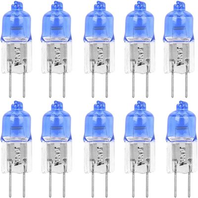 10 Pack Looks Like Xenon 20 Watt AC DC 12V Light Bulb Replacement JC G4 2Pin Base Halogen Desk Task Table Pendant Lamp 12 Volt 20W Bi-Pin Cool Clear Bright White Long Lifetime T3 Capsule Under Cabinet