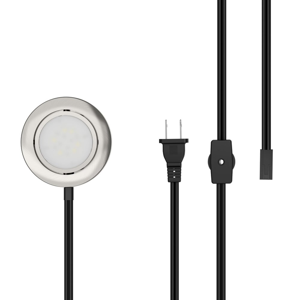GETINLIGHT 2.75-Inch LED Puck Light, 1-Pack, 2700K, Brushed Nickel