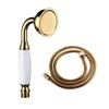 Shile Traditional Brass Ceramics Telephone Handheld Shower Head with 1.5 Meter Hose for Bathroom Gold Finish view 1