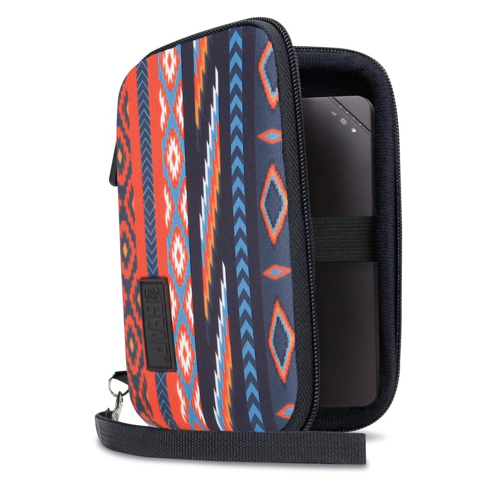 USA Gear Portable WiFi Hotspot for Travel Carrying Case - Internet Booster Case with Wrist Strap Compatible with 4G LTE Wi-Fi Mobile Hotspots from Verizon Orbic, Netgear, Huawei, GlocalMe - Southwest