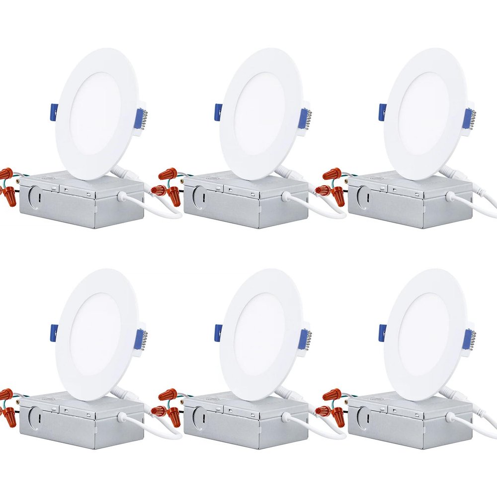TORCHSTAR 6-Pack 4 Inch Ultra-Thin LED Recessed Lighting, CRI90, 4000K