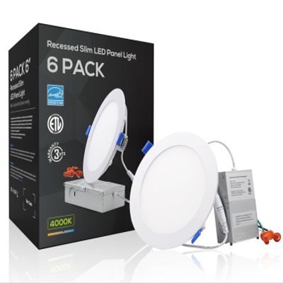 TORCHSTAR 6-Pack 6 Inch Ultra-Thin LED Recessed Light, CRI90 12W, 4000K