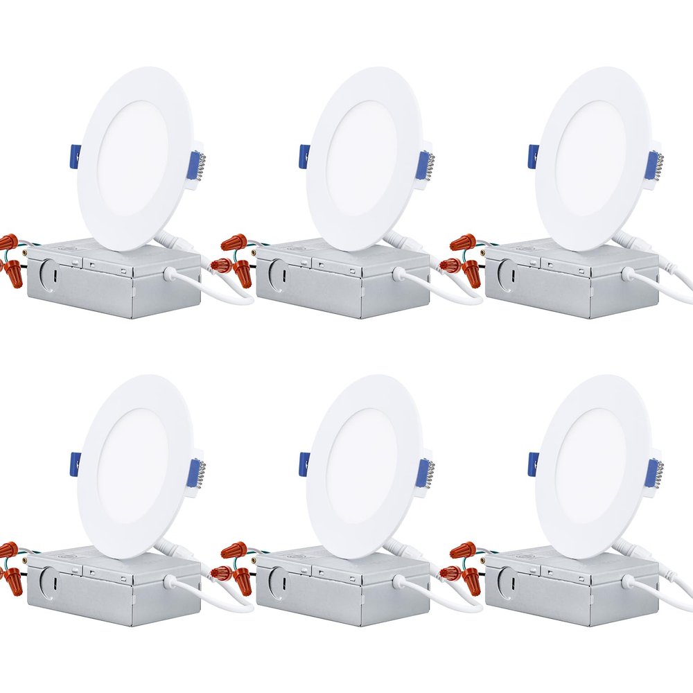 TORCHSTAR 6-Pack 4 Inch Ultra-Thin LED Recessed Lighting, CRI90, 3000K