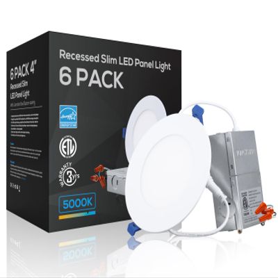 TORCHSTAR 6-Pack 4 Inch Ultra-Thin LED Recessed Light, CRI90 9W, 5000K