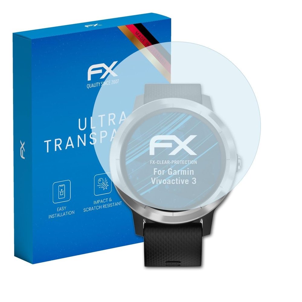 atFoliX Screen Protection Film compatible with Garmin Vivoactive 3 Screen Protector, ultra-clear FX Protective Film (3X)