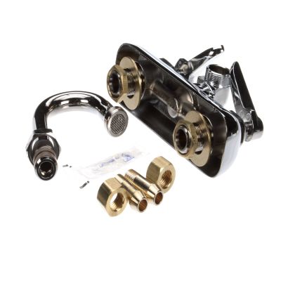 T&S Brass B-1146-01 Work Board Faucet, Wall Mount, 4" Centers, 131X Swivel Gooseneck, Lever Handles