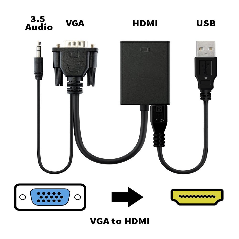 ConnectPRO VGA to HDMI Converter Output 1080P HD Audio TV AV HDTV Video Cable Adapter