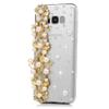 STENES Bling Phone Case Compatible with Galaxy S8 Active Case - 3D Handmade Luxury Crystal Pearl Leaf Sparkle Rhinestone Design Cover Bling Case Compatible with Samsung Galaxy S8 Active - Gold view 1