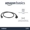 Amazon Basics Extension Cord, 3 Prong Outlet Extender, Indoor Power Extension Cable, 13 Amps, 125V, 3 Ft, Black view 2