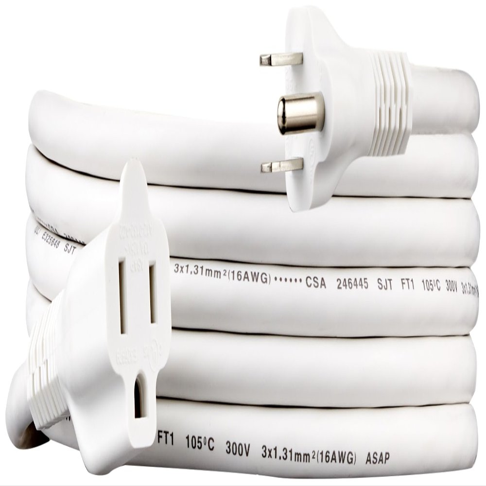 Amazon Basics Extension Cord, 10 Ft, 3-Prong Outlet Extender, Indoor Use, 13 Amps, 125V, White
