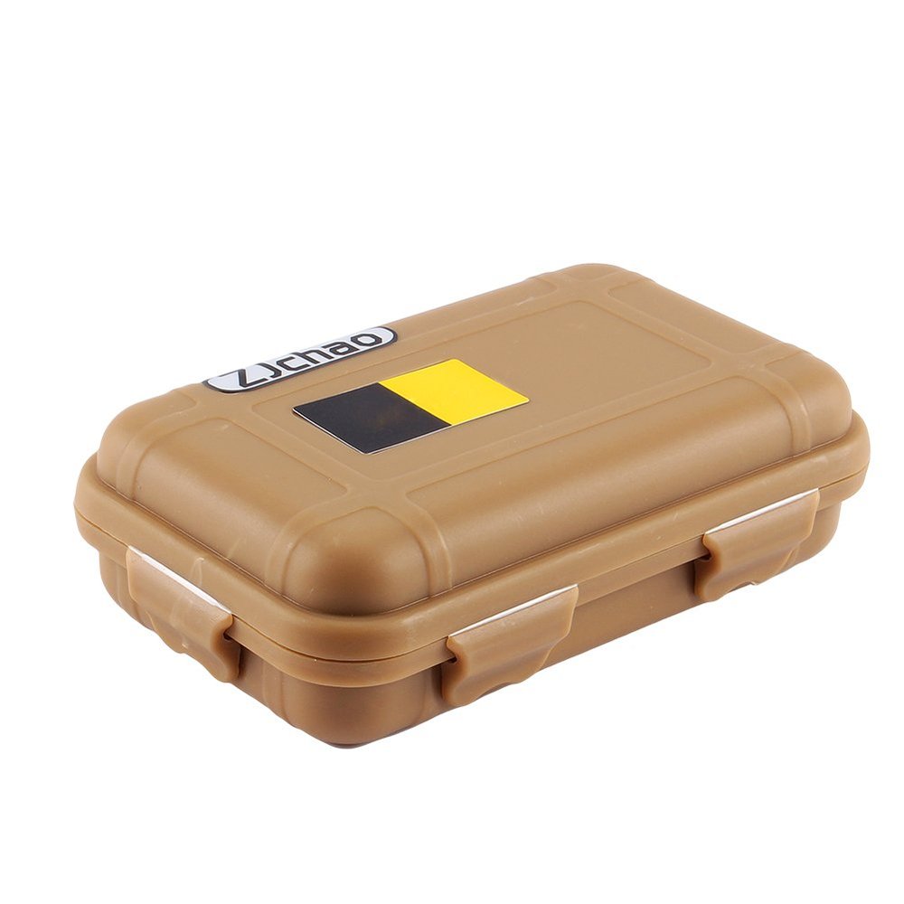 Estink Outdoor Shockproof Box, Plastic Tool Box Enclosure Airtight Survival Case Container Storage Travel Sealed Container Carry Box for Travelling Camping Fishing (L, Mud Color)